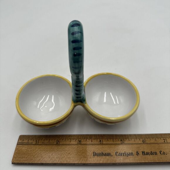 Italy Mari Deruta Pottery Salt & Pepper Caddy Only Sauce Holder - Picture 5 of 6